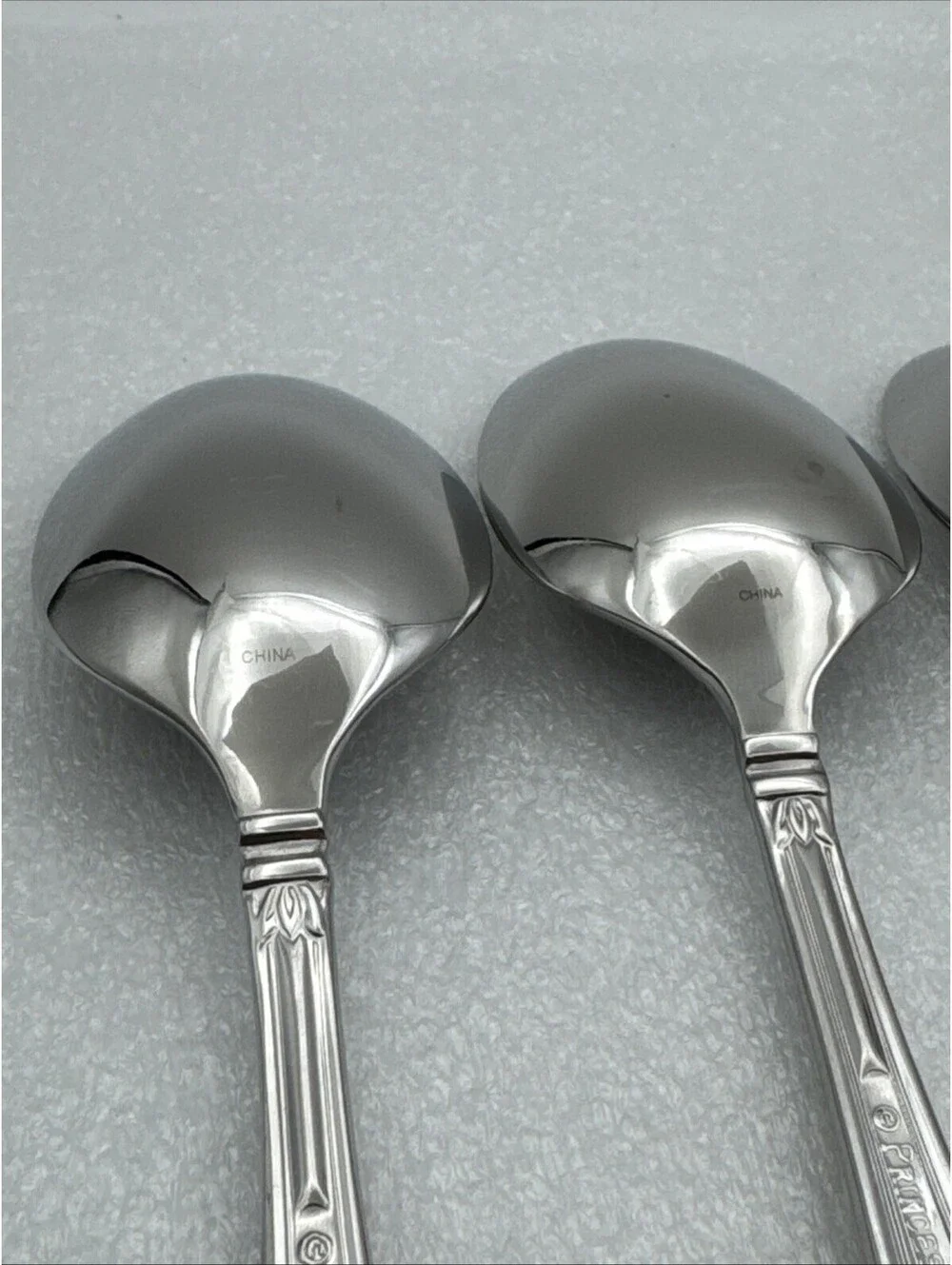 Set Of 5 Princess House BARRINGTON Oval Soup Spoons 18/10 Stainless Flatware 7